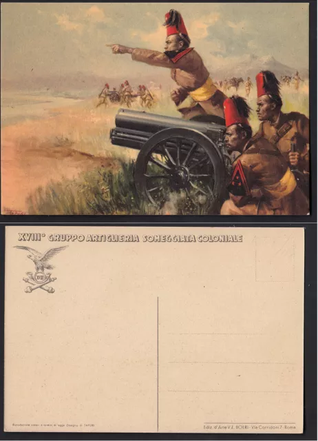 Cartolina  Militare Xviii Gruppo Artiglieria Someggiata Coloniale Buona Conserv.