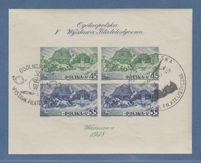 Polen / Polska 1938 Briefm.-Ausstellung Warschau Mi.-Nr. Block 5B mit So.-O