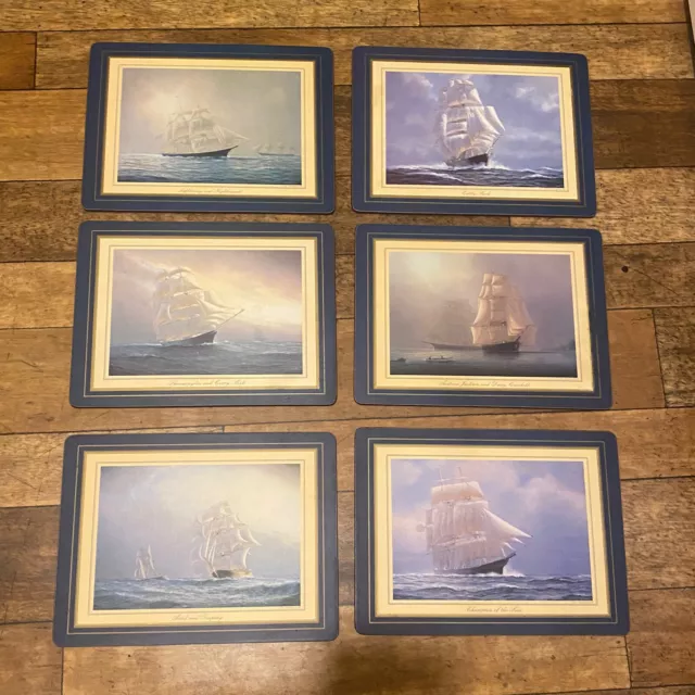 Vintage Lady Clare 6 Placemats Clipper Ships Boats Nautical Design Mens Gift Box