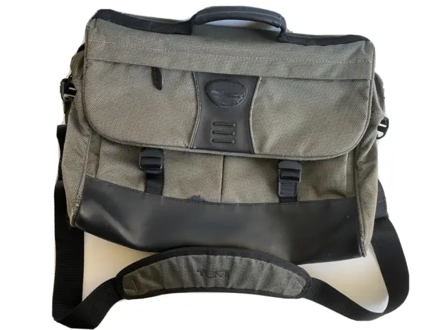 Tumi Travel Bag Ballistic Nylon Green Attache Briefcase Messenger Laptop