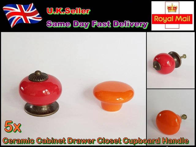 5 x Ceramic Cabinet Drawer Closet Cupboard Handle