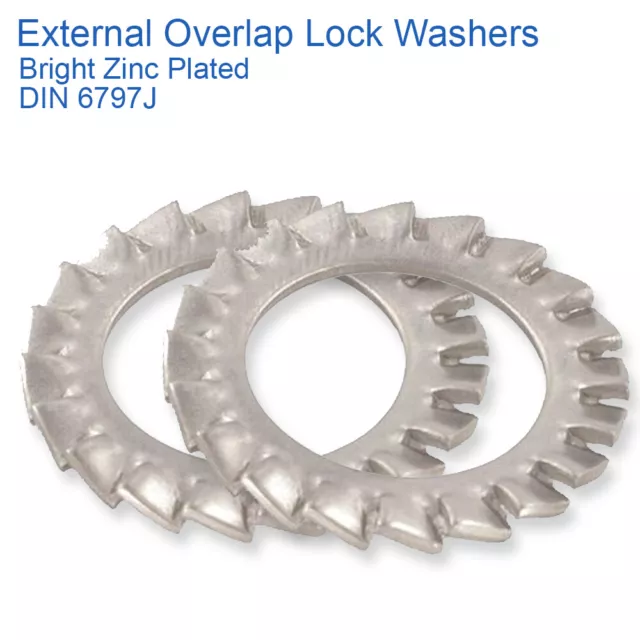 External Overlap Lock Washers Zinc Plated M2 M3 M4 M5 M6 M8 M10 M12 M16 M20 M24