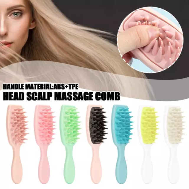 Head Scrubber Shampoo Brush Hair Scalp Massager Peigne Wash Soft Silicone B U1N0