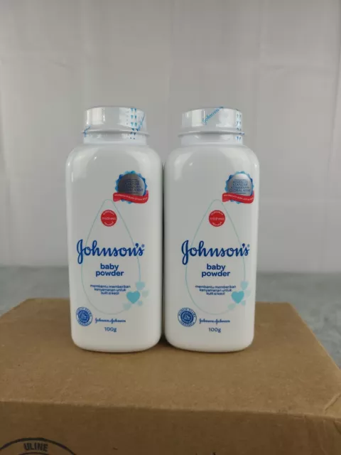 2x Johnsons and Johnson Baby Powder, 100 Gram Bottle Travel Size ~3 Oz. Talc