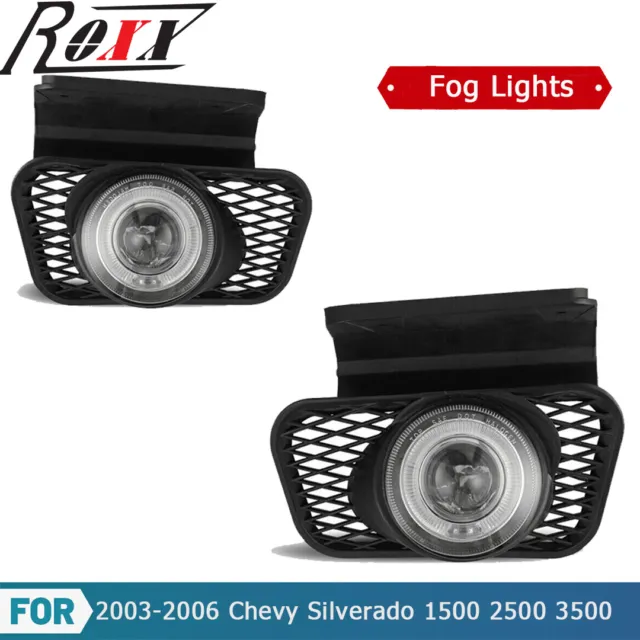 Fog Lights for 03-07 Chevy Silverado Halo Projector Replacement Clear Lens H3