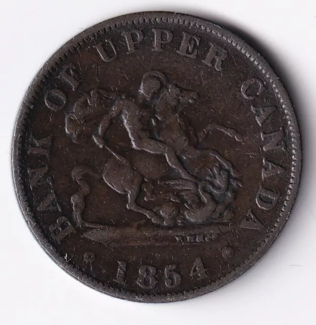 Bank Of Upper Canada 1854 Half Penny Dragonslayer Token PC-5C1 BR-720 #6