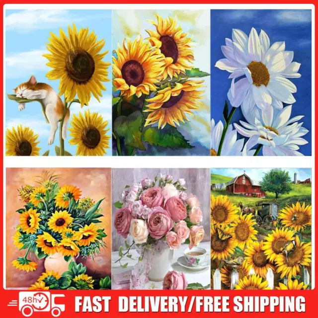 11CT Printed Cotton Thread Cross Stitch Floral Embroidery Crafts DIY Art 30x40cm