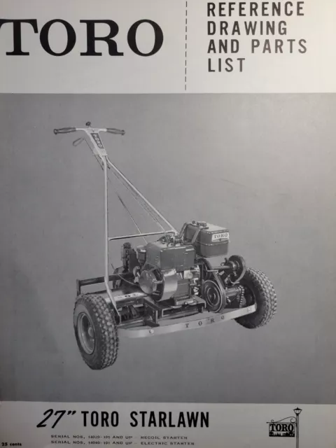 TORO 27 STARLAWN Walk-Behind Reel Lawn Yard Suburban Mower Parts Catalog  Manual $36.99 - PicClick