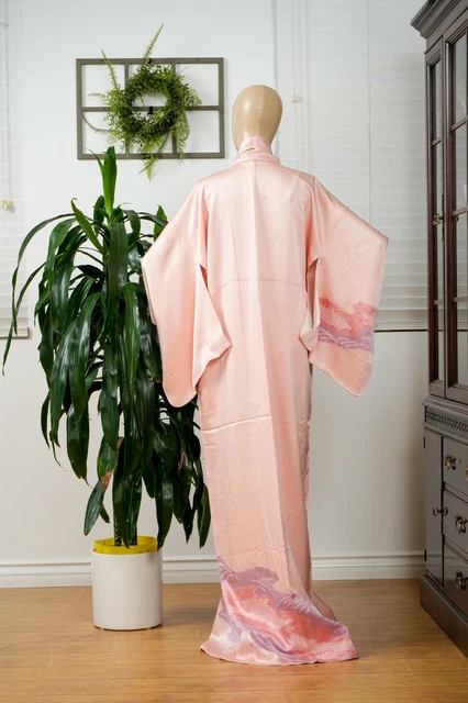 Dear Vanilla Japanese Silk Kimono Women's Robe Gown Authentic Japan Vintage Mint 10