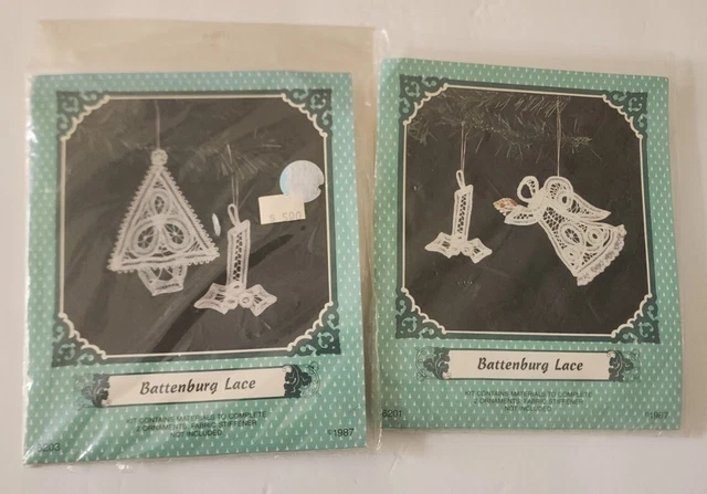 Kit de Adorno de Encaje Battenburg DE COLECCIÓN 1987 Árbol de Velas NUEVO con BONIFICACIÓN