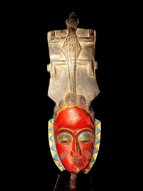 African Antique mask hand carved wooden wall decor tribe Vintage guro mask-5827
