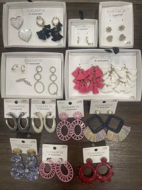 Lot 17 Pairs Sugarfix Earrings By Baublebar Tassels Hanging Boho Beads RARE NEW