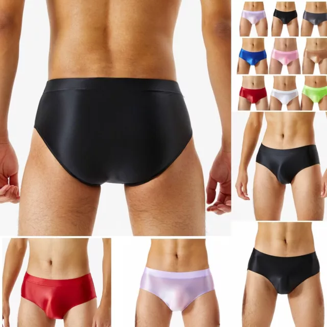 Sexy Men's Briefs Glossy Low Rise Panties Underwear Bulge Pouch Swim Underpants