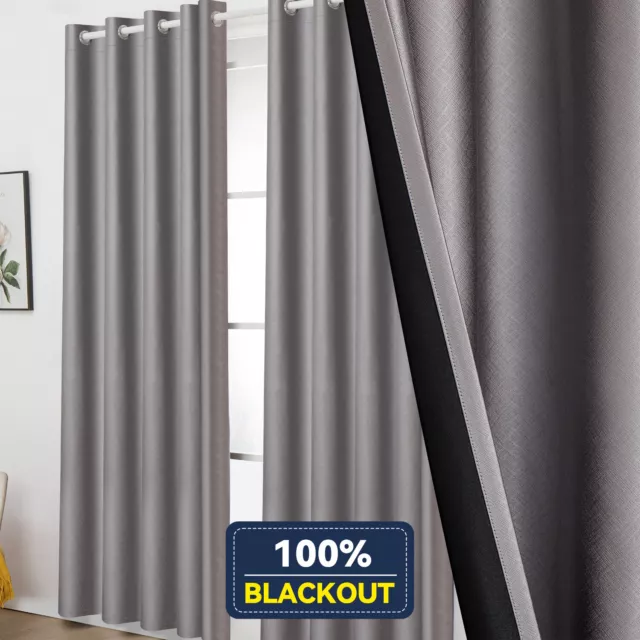Luxury 100% Blackout Window Curtains Thermal Insulated for Bedroom Living Room 3