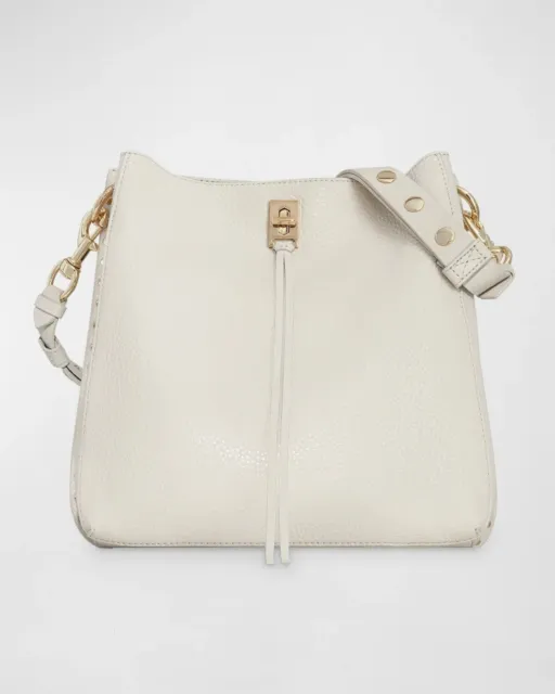 NWT Rebecca Minkoff Darren Leather Hobo Shoulder Crossbody Bag Pearl Ivory AUTHN