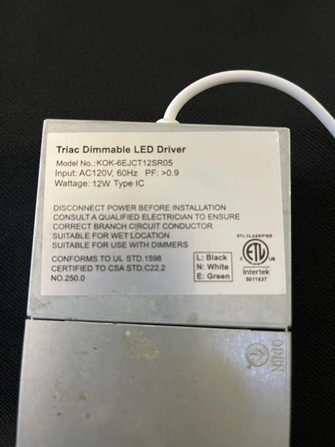 TRIAC DIMMABLE LED driver kok-6ejct12sr05 intertek £18.98 - PicClick UK