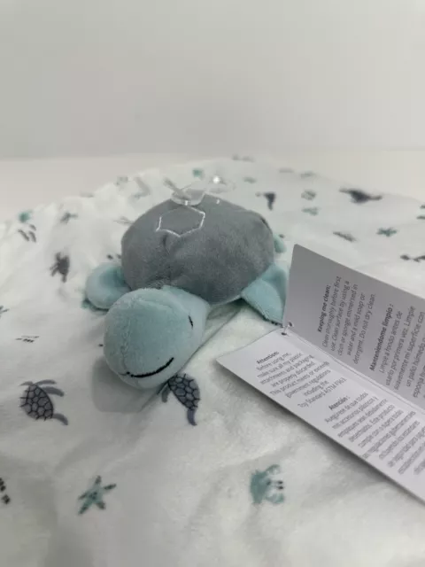 NWT Carters Just One You Aqua Grey White Sea Turtle Baby Plush Security Blanket 2