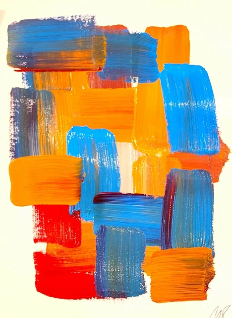 Corbellic Modernist Abstract 12X9 Still Life Dance Blue Expressionism Original