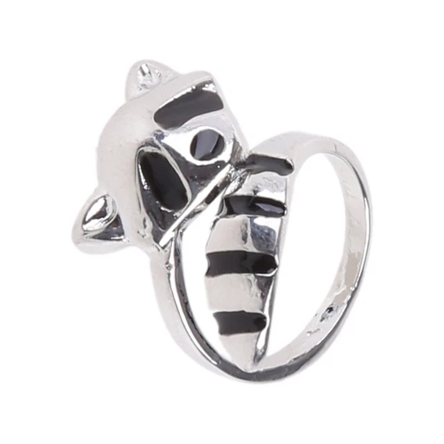 Thumb Adjustable Rings Silver Raccoon Wrap Jewelry Gifts for Women