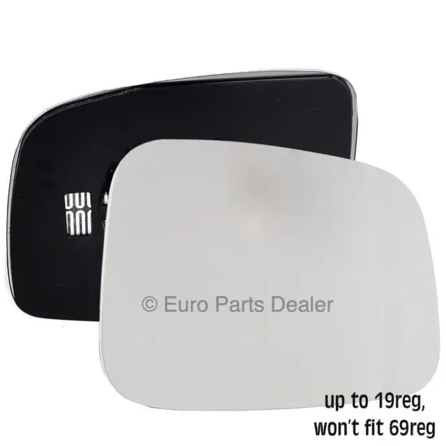 Wing door Mirror Glass Driver side for VW Caddy 04-19 up to 19reg Heated