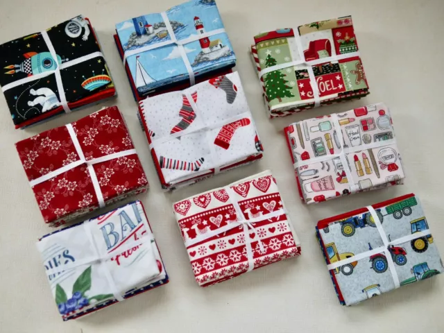 Paquete de Tela Patchwork 4 Telas Cada 25x55 CM Weltall Tractor Navidad