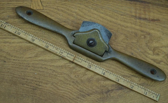 11" Solid Brass Woodworking Spokeshave 2-1/8" J Trademark Stanley Iron 1874-1884