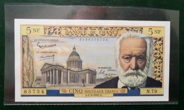 Rare billet authentique NEUF Luxe de 5NF Victor Hugo type de 1962