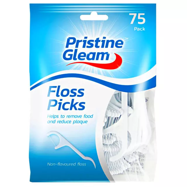 75 Dental Floss Sticks Tooth Picks 2 in 1 Teeth Plaque Remover Pack