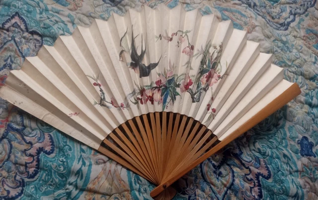 Chinese  Decorative Hand Painted Folding Fan Bird And Flowers