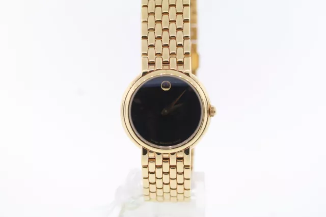 Donna Movado 0605648 Certa Color Oro Quadrante Nero Orologio IN Acciaio Inox