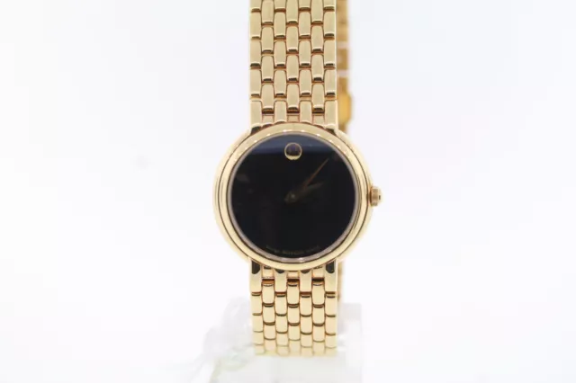 Ladies Movado 0605648 CERTA Gold-Tone Black Dial Stainless Steel Watch