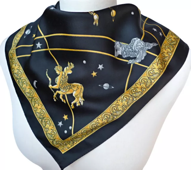 Astrologie Sternzeichen Halstuch Nickituch Damen Tuch schwarz grau gold 1218