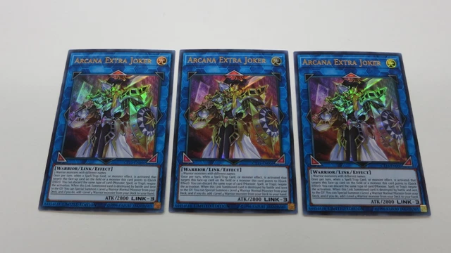 3x ARCANA EXTRA JOKER LIMITED ED CT15-EN006  ULTRA RARE  YUGIOH NM / UNPLAYED