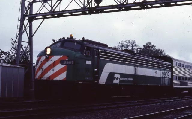 BN BURLINGTON NORTHERN Railroad Train Locomotive 9902 NAPERVILLE IL Photo Slide