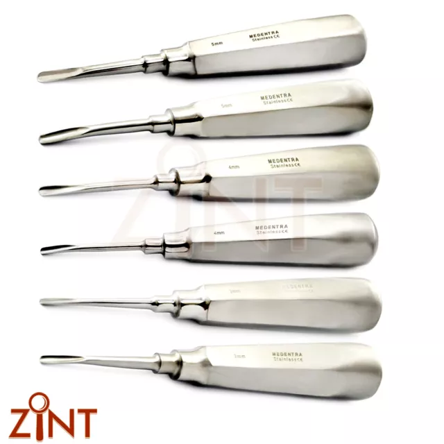 X6 Tooth Loosening Extraction Luxation Elevators 3mm 4mm 5mm Straight And Curved