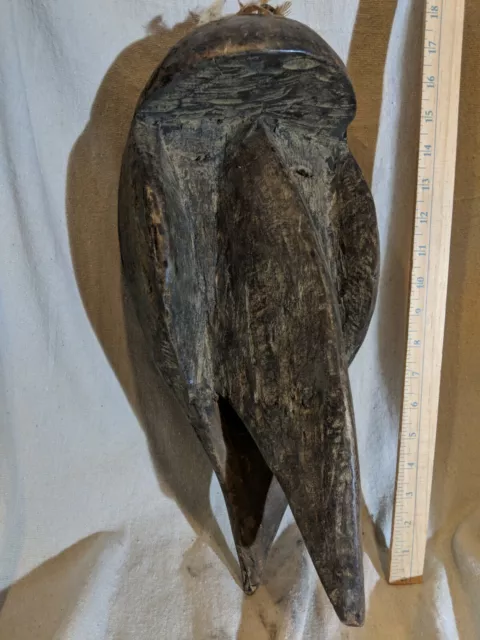 Baule Bird Mask with a Large Beak and Feathers — Authentic African Wood Art
