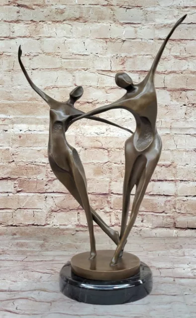 Miguel Lopez Modernist Bronze Dancers Couple Abstract Sculpture Ballerinas Sale