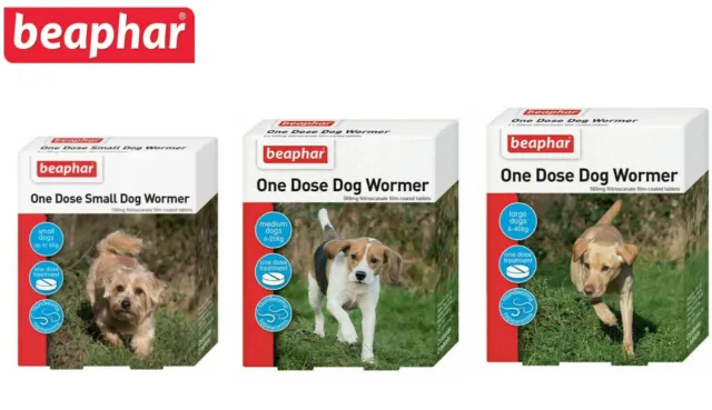 Beaphar One Dose Wormer Dog Treatment Worming Tablets Small Medium Large Dogs Uk 2