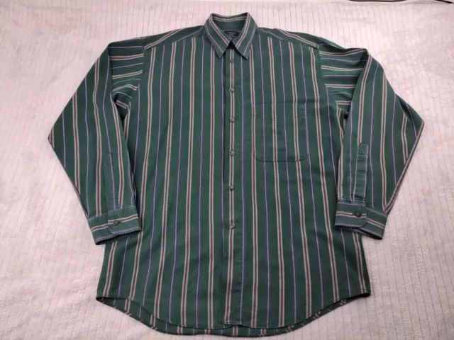 VINTAGE St Michael Shirt Mens Size M Striped Green, Purple & Red VGC