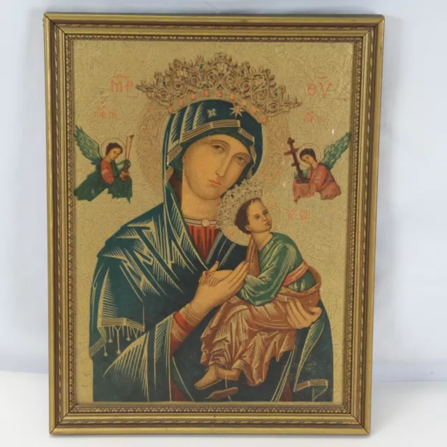 Virgin Mary Our Lady of Perpetual Help Religious Picture Print Antique Vintage