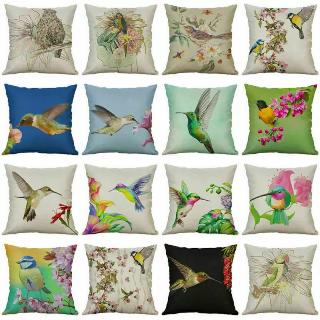 18"x18" Bird Pattern Cotton Linen Pillow Case Throw Cushion Cover  Home Decor