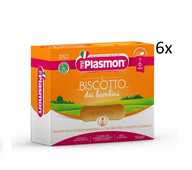 6x PLASMON Il Biscotto dei bambini biscuits kinder kekse ab 6 Monaten 720g