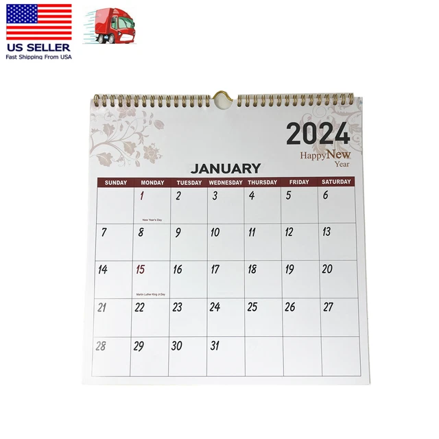 2024 LARGE PRINT 12 Month Wall Calendar 12" x 12" January 2024 to