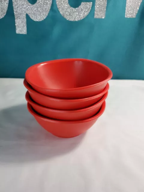 Tupperware Legacy Pinch Cereal Bowls Set of 4 Red 400ml New Sale