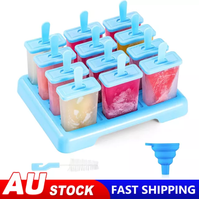 12Cells Block Moulds Ice Cream Mold Icy Pole Jelly Pop Popsicle Maker Mould Tray