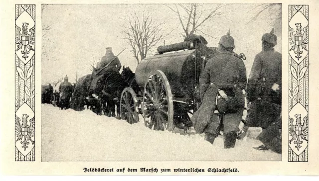 Deutsche Feldbäckerei auf dem Marsch zum Schlachtfeld 1. WK 1914