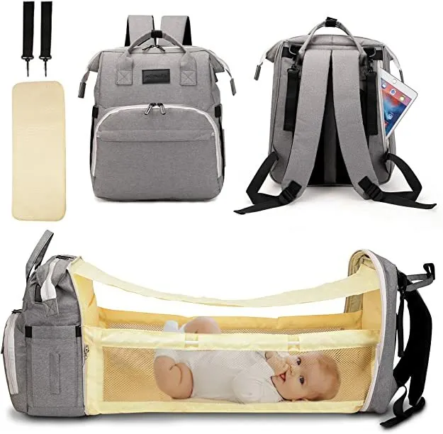 Munafa Baby Diaper Bag Changing Station 3 In 1 Travel Foldable Bassinet Kids Bed