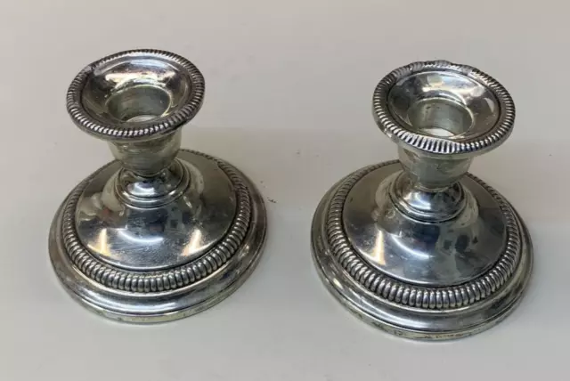 Pair Simpson Hall Muller Sterling Silver Candlesticks Weighted 625 Grams