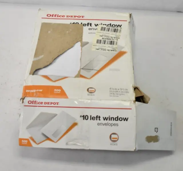 Office Depot #10 Left Window Envelopes 500 Pack 4-1/8" x 9-1/2" White 634-000
