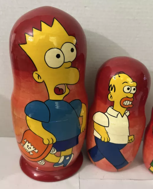 The Simpsons Hand Painted Wood Russian Nesting Dolls Bart Homer 5 piece set 2